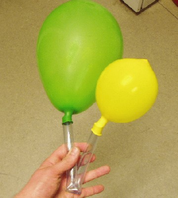 Billede af to forbundne balloner med forskellig størrelse